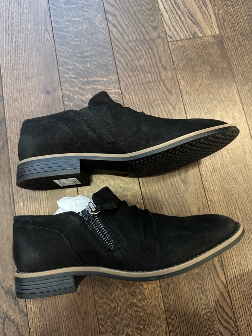 Clarks Camzin Pace Wide Width Black Leather Nubuck Shoes Ankle Booties - Picture 8 of 14